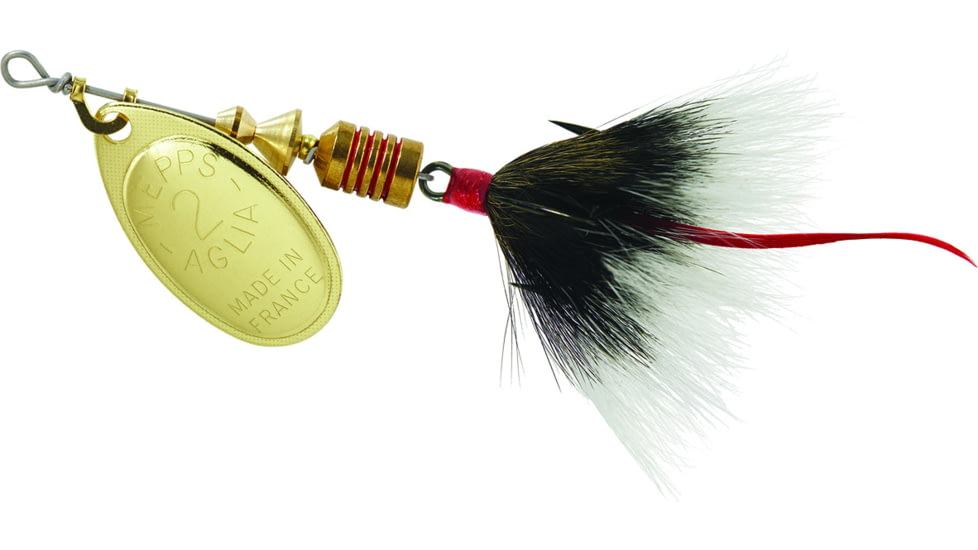 Mepps Aglia In-Line Spinner, 1/6 oz, Dressed Treble Hook, Gold Blade &amp; Gray Tail, B2ST G-G