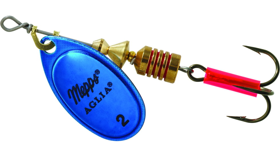 Mepps Aglia In-Line Spinner 1/6 oz, Plain Treble Hook, Blue &amp; Platinum Blade, B2 BLP