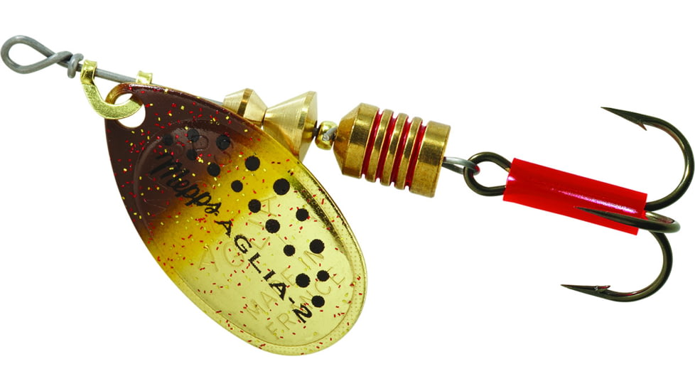 Mepps Aglia In-Line Spinner 1/6 oz, Plain Treble Hook, Brown Trout Blade, B2 BRT