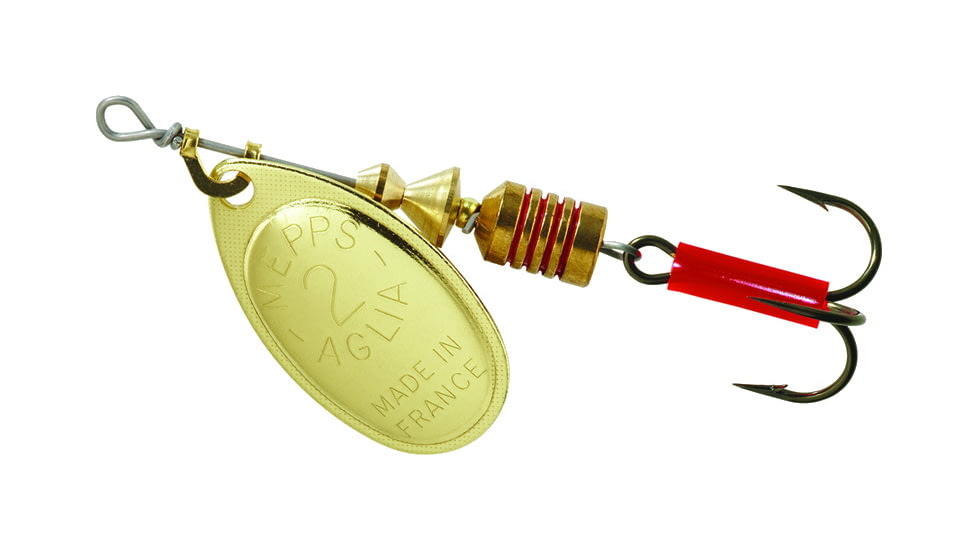 Mepps Aglia In-Line Spinner 1/6 oz, Plain Treble Hook, Gold Blade, B2 G