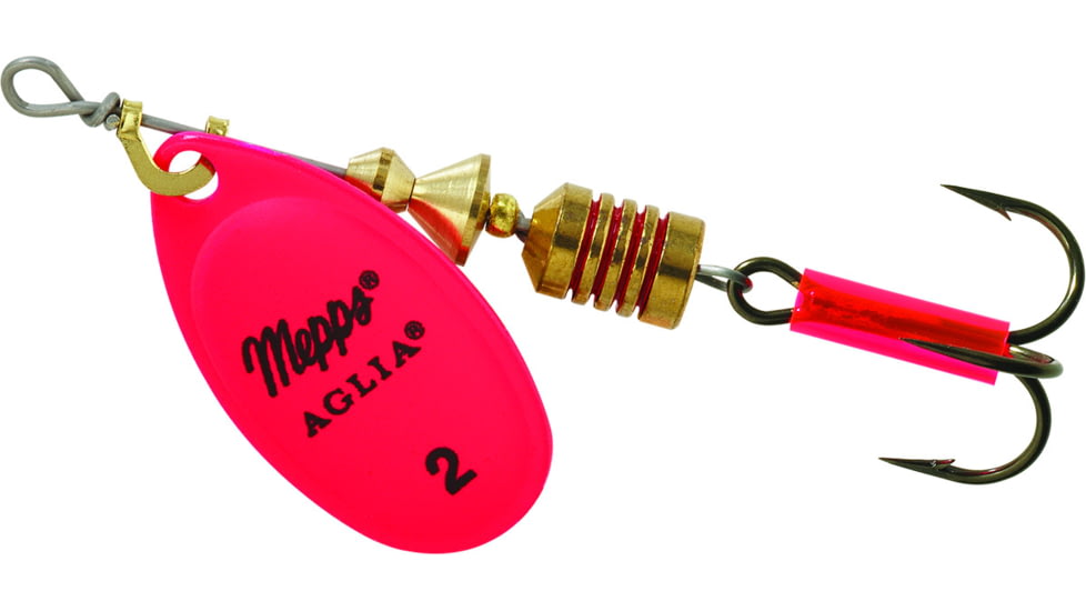 Mepps Aglia In-Line Spinner 1/6 oz, Plain Treble Hook, Hot Pink Blade, B2 HP