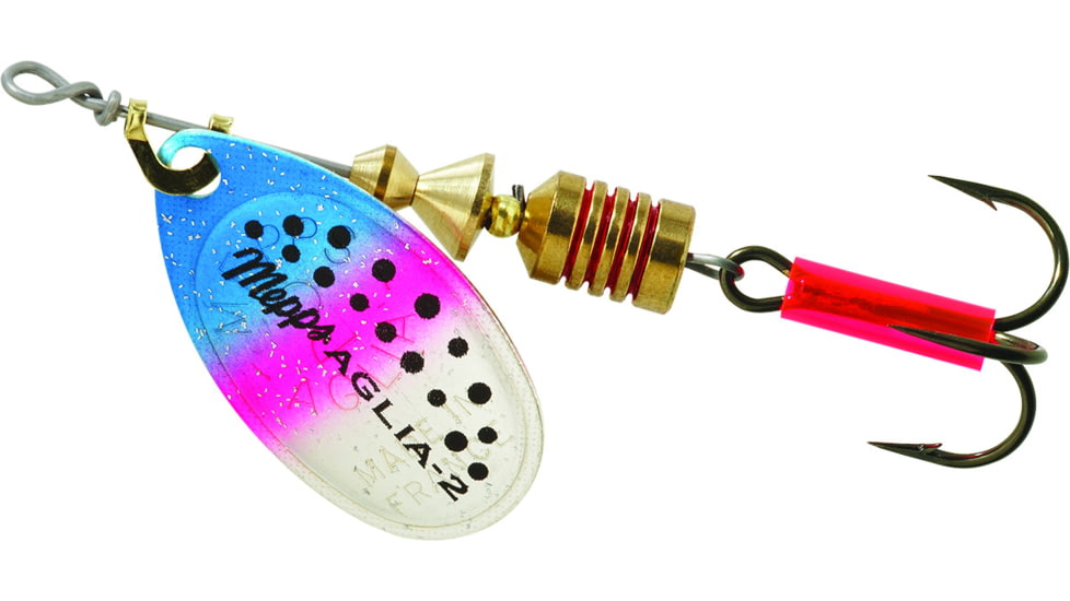 Mepps Aglia In-Line Spinner 1/6 oz, Plain Treble Hook, Rainbow Trout Blade, B2 RBT