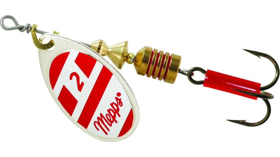 Mepps Aglia In-Line Spinner 1/6 oz, Plain Treble Hook Silver/Red/White Blade, B2 S/RW
