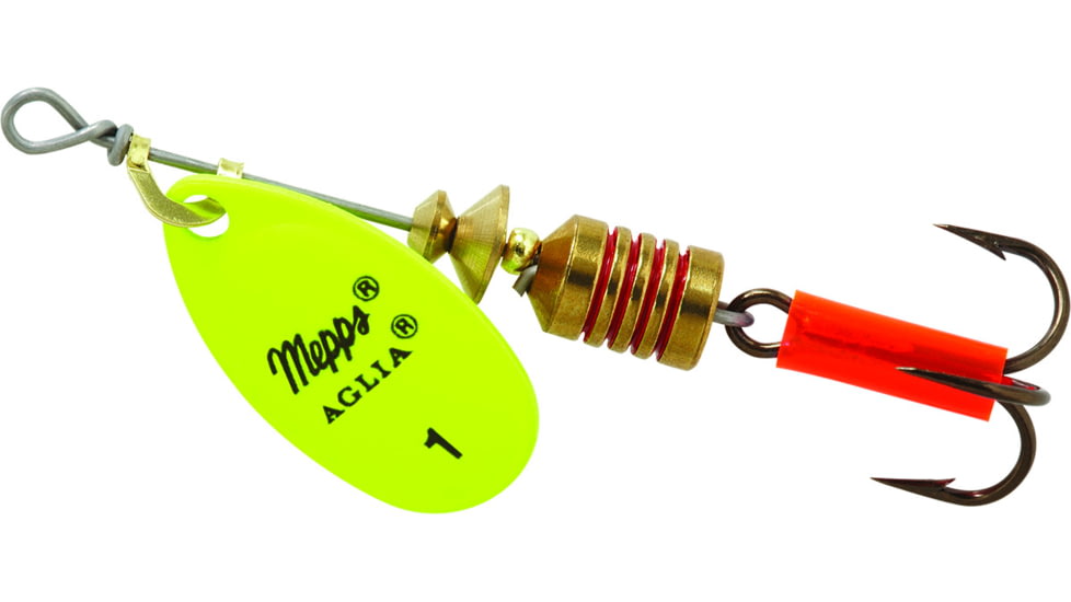 Mepps Aglia In-Line Spinner 1/8 oz, Plain Treble Hook, Hot Chartreuse Blade, B1 HC