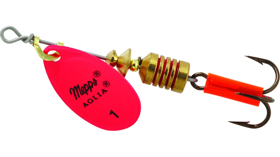 Mepps Aglia In-Line Spinner 1/8 oz, Plain Treble Hook, Hot Pink Blade, B1 HP