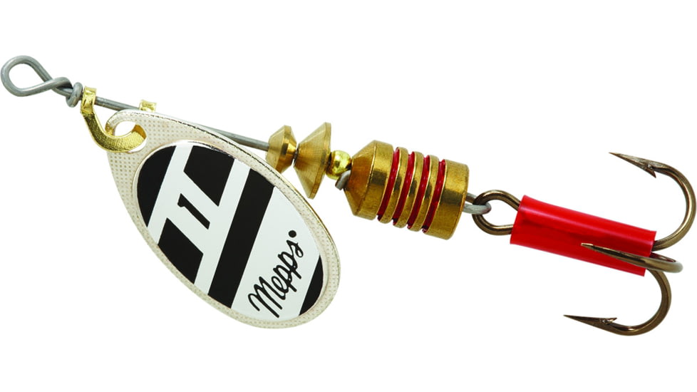Mepps Aglia In-Line Spinner 1/8 oz, Plain Treble Hook Silver/Black/White Blade, B1 S/BW