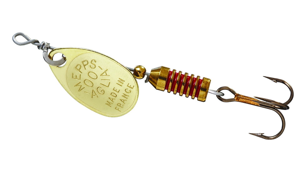 Mepps Aglia Ultra Lites In-Line Spinner, 1/18 oz, Single Hook, Gold Blade, B00 G