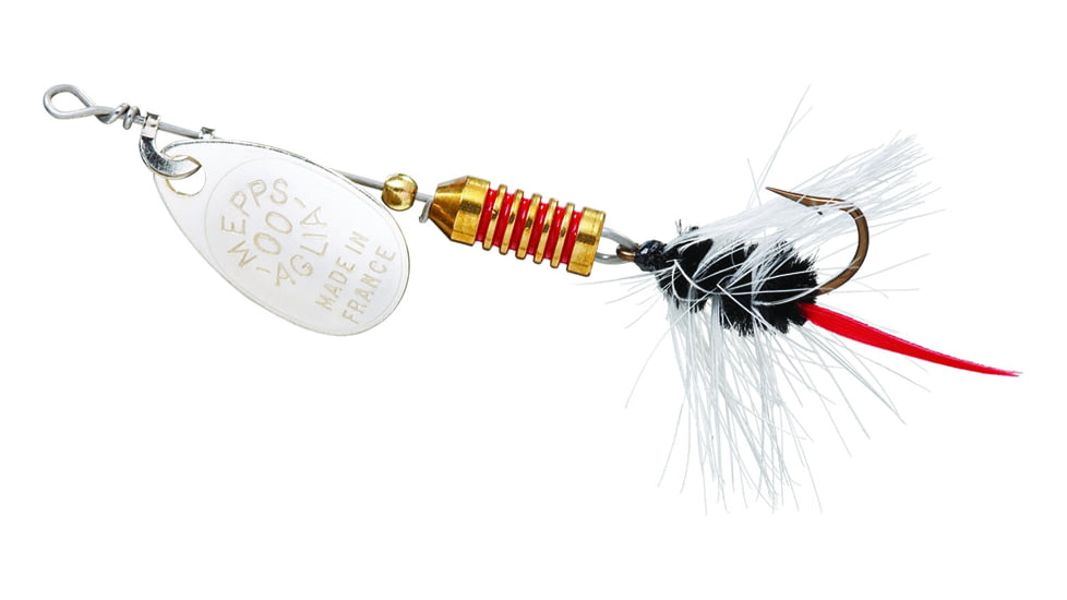 Mepps Aglia Ultra Lites In-Line Spinner, 1/18 oz, Single Hook, Silver Blade with Black Tail, B00W S-BK