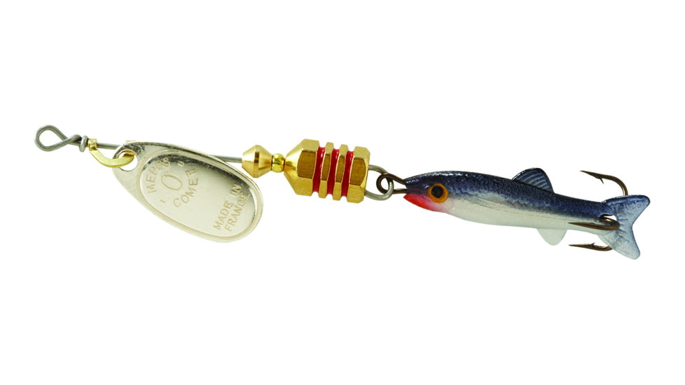 Mepps Comet Mino In-Line Spinner, 1 1/4in, 1/9 oz, Silver Blade with Shad Mino, Floating, C0M S