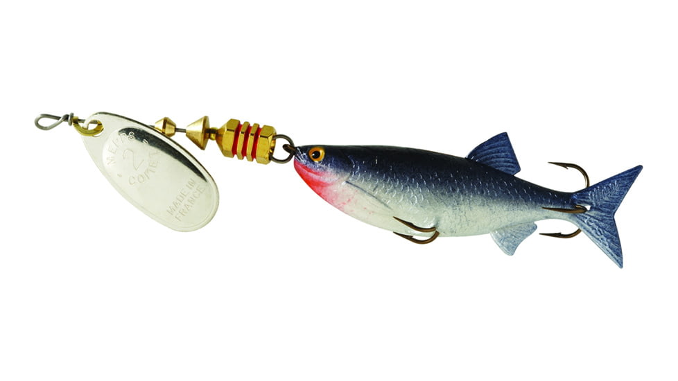 Mepps Comet Mino In-Line Spinner, 2 1/2in, 1/4 oz, Silver Blade with Shad Mino, Floating, C2M S