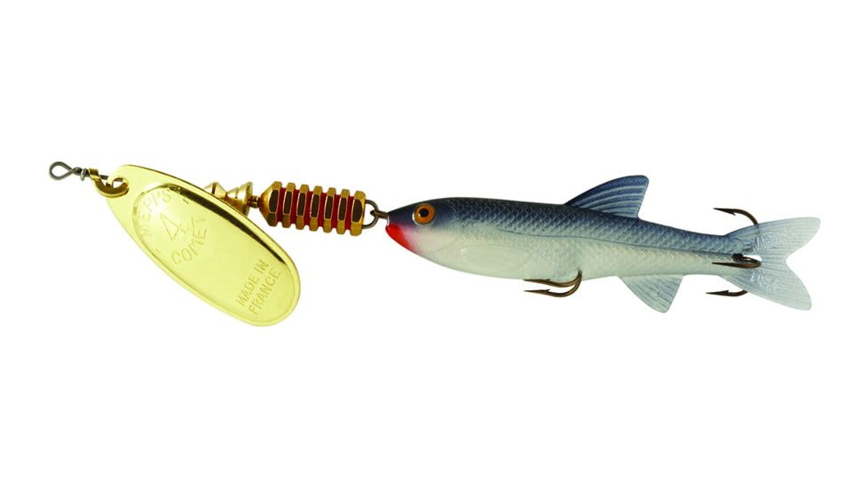 Mepps Comet Mino In-Line Spinner, 3in, 7/16 oz, Gold Blade with Shad Mino, Floating, C4M G
