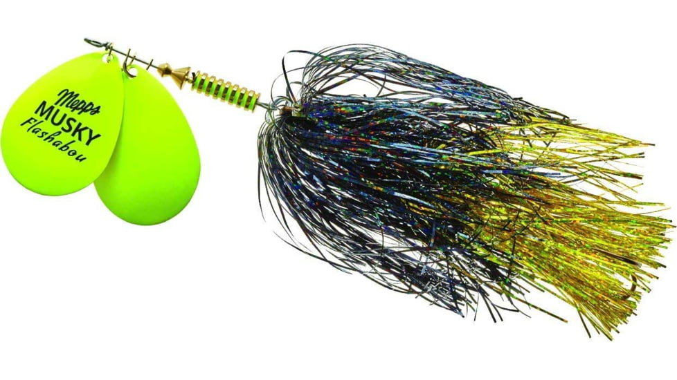 Mepps Double Blade Musky Flashabou, Hot Chart/Black/Chart, 1 1/2 oz, MFD7T HC2-BC