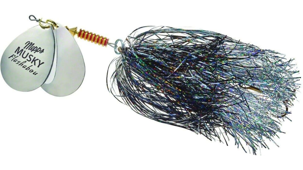 Mepps Double Blade Musky Flashabou, Silver/Black/Silver, 1 1/2 oz, MFD7T S2-BKS