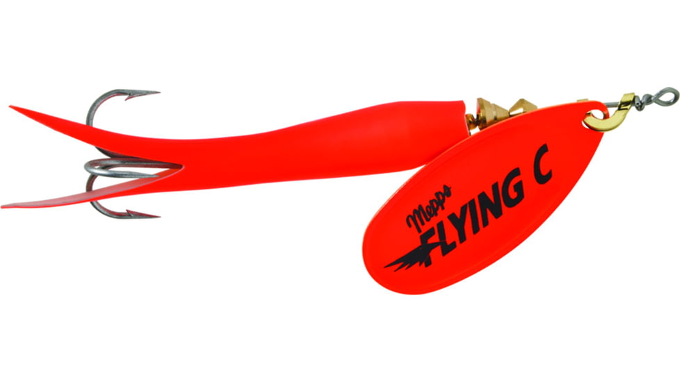 Mepps Flying C In-Line Spinner, 3 1/4in, 5/8 oz, Treble Hook, Hot Orange Blade &amp; Sleeve, FC58 HO-HO