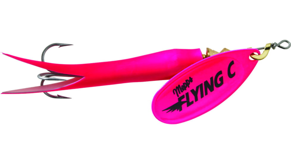 Mepps Flying C In-Line Spinner, 3 1/4in, 5/8 oz, Treble Hook, Hot Pink Blade &amp; Sleeve, FC58 HP-HP