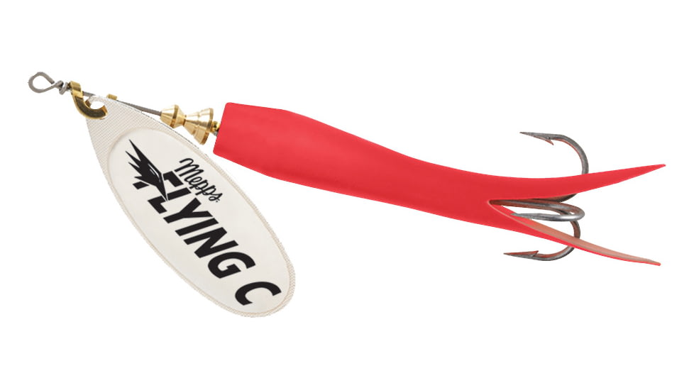 Mepps Flying C In-Line Spinner, 3 1/4in, 5/8 oz, Treble Hook, Red &amp; Silver, FC58-RD/S