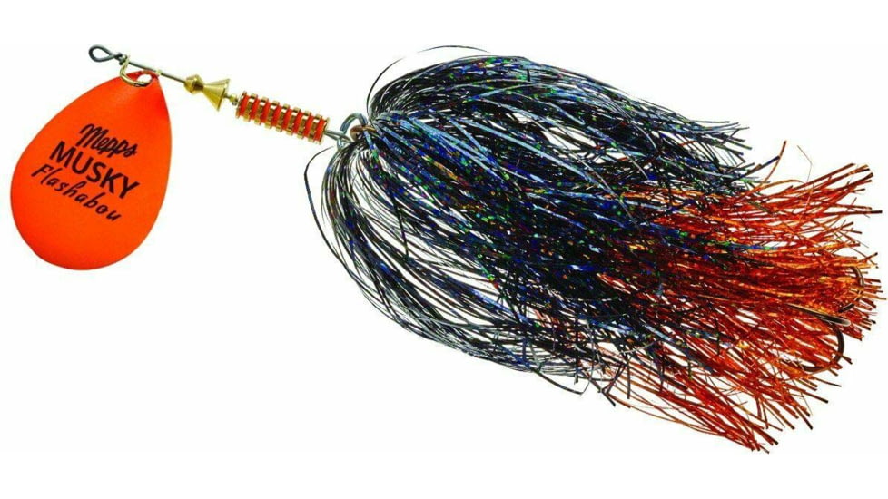 Mepps Musky Flashabou In-Line Spinner, Hot Orange/Black/Orange, 1 1/2 oz, MF7T HO-BO