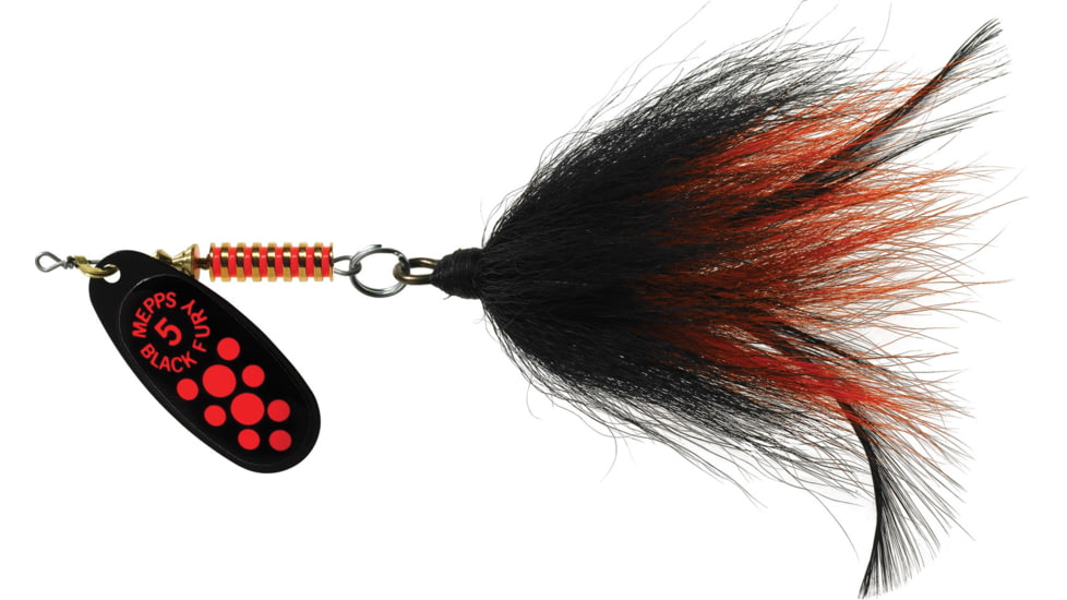 Mepps Musky Killer-Bucktail, fl red dot-black/orange, 3/4oz, BFM FL-BO