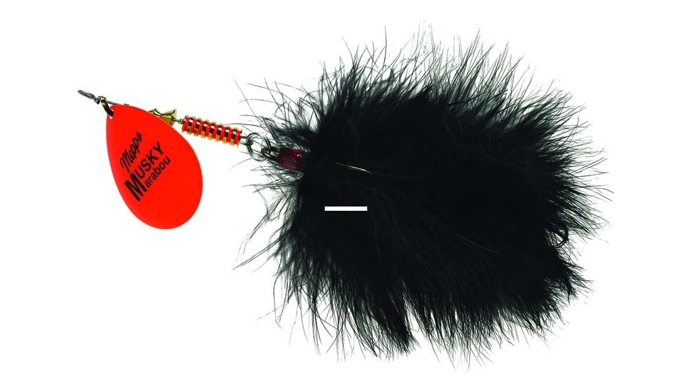 Mepps Musky Marabou In-Line Spinner, 5/0 Treble Hook, Hot Orange Blade With Black Tail, 1 1/4oz, MM7T HO-BK