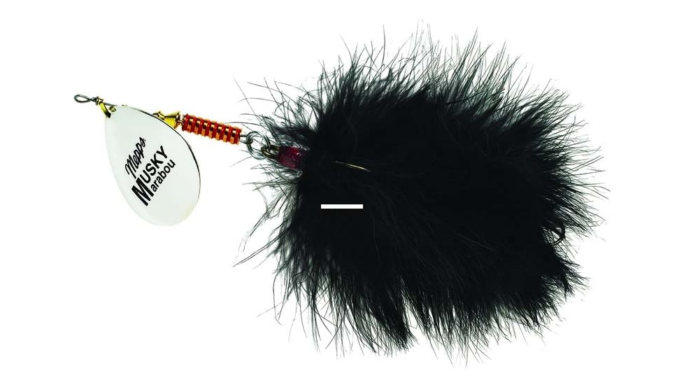 Mepps Musky Marabou In-Line Spinner, 5/0 Treble Hook, Silver Blade With Black Tail, 1 1/4oz, MM7T S-BK