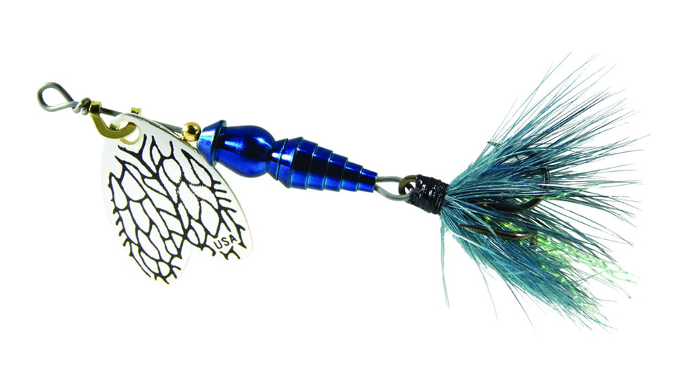 Mepps Thunder Bug In-Line Spinner, 1/8 oz, Dressed Treble, Blue Tail Fly Body with Silver Blade, TB1T BTF-S