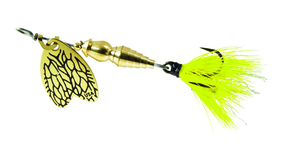 Mepps Thunder Bug In-Line Spinner, 1/8 oz, Dressed Treble, May Fly Body with Gold Blade, TB1T MYF-G