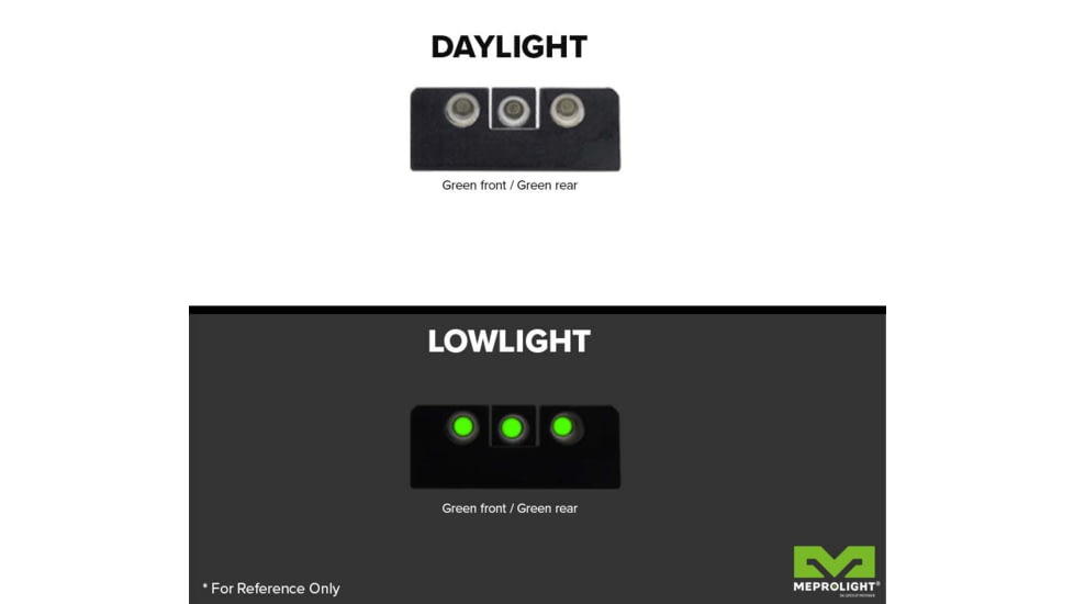 Meprolight Green Front &amp; Rear Night Sight for Walther P99 9mm, 40 Compact, 18801, 188013101
