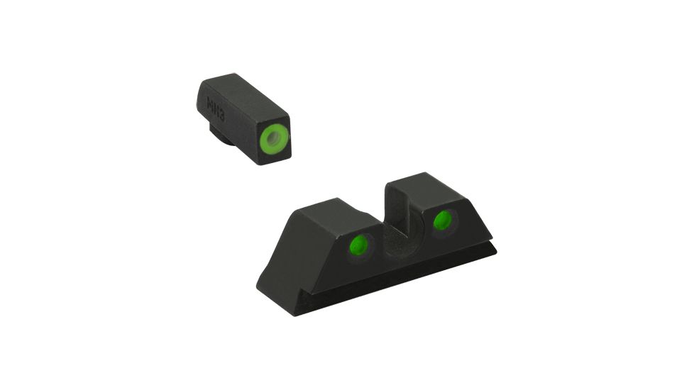 Meprolight Hyper-Bright - Highly Visible Day/Night Self-Illuminated Sights, Heckler &amp; Koch VP9, Heckler &amp; Koch SFP9, Green Front, Green Rear, Black, 415453111, 415453111