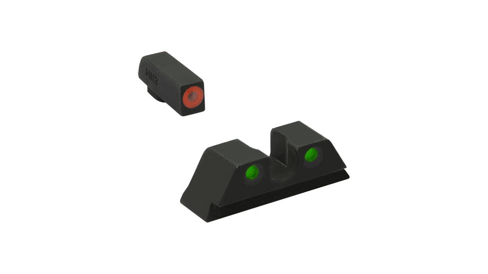 Meprolight Hyper-Bright - Highly Visible Day/Night Self-Illuminated Sights, Kimber 1911 Suppressed, Orange Front, Green Rear, Black, 412303131, 412303131