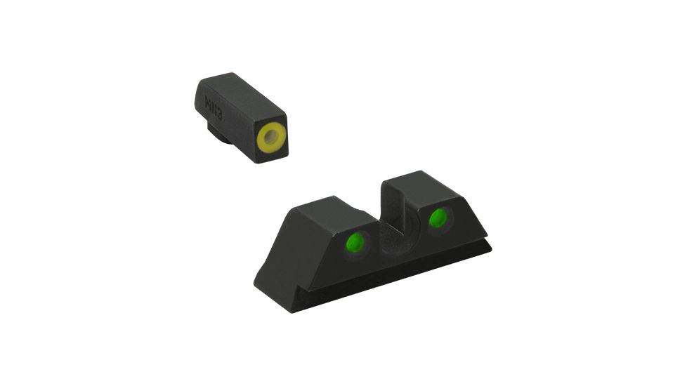 Meprolight Hyper-Bright - Highly Visible Day/Night Self-Illuminated Sights, CZ Shadow 2, Phosphorescent Yellow Front, Green Rear, Black, 477873121, 477873121