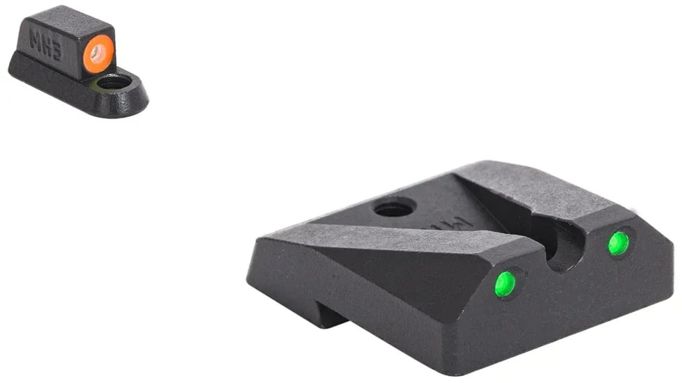 Meprolight Hyper-Bright - Highly Visible Day/Night Self-Illuminated Sights, CZ Shadow 2, Orange Front, Green Rear, Black, 477873131, 477873131
