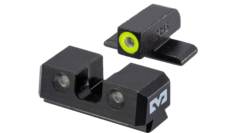 Meprolight Hyper Bright Springfield Armory Hellcat Low Fixed Tritium Night Sight Set, Black, Yellow Front Sight, 0401403121