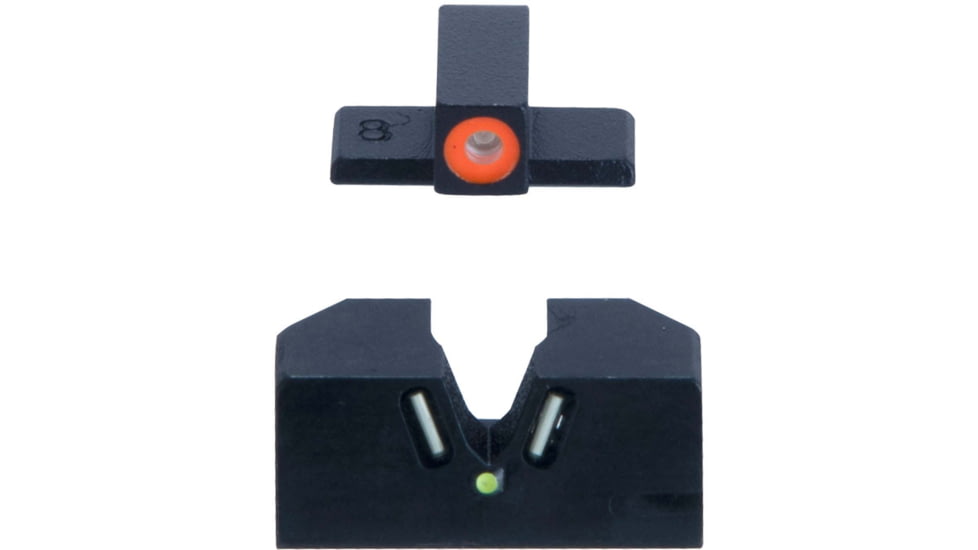 Meprolight Hyper-Bright V-Sight Sig 9Mm/.357Sig P-Series Dovetailed, #8/#8 - O Ring, Black Orange Ring, 401503131, 401503131