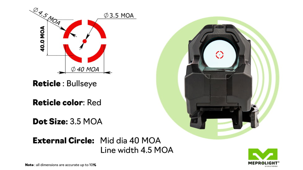 Meprolight M22 Reflex Red Dot Sight, 3.5/40 MOA Bullseye and MMX3 3x18mm Micro Magnifier, 56223080