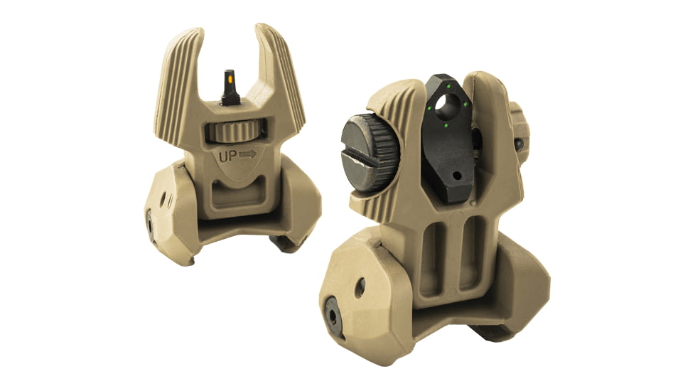 FAB Defense FRBS Self-Illuminated Flip Up Sights Set w/ Meprolight Tritium, Orange/4 Dot, Desert, Orange/4 Dot, MPOP4D-DESERT