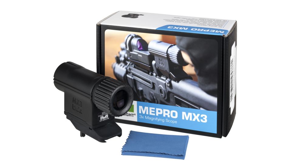 Meprolight Mepro MX3 3x Magnifier for Reflex &amp; Red Dot Sights w/Tavor Adaptor, Black, MX3-TAVOR