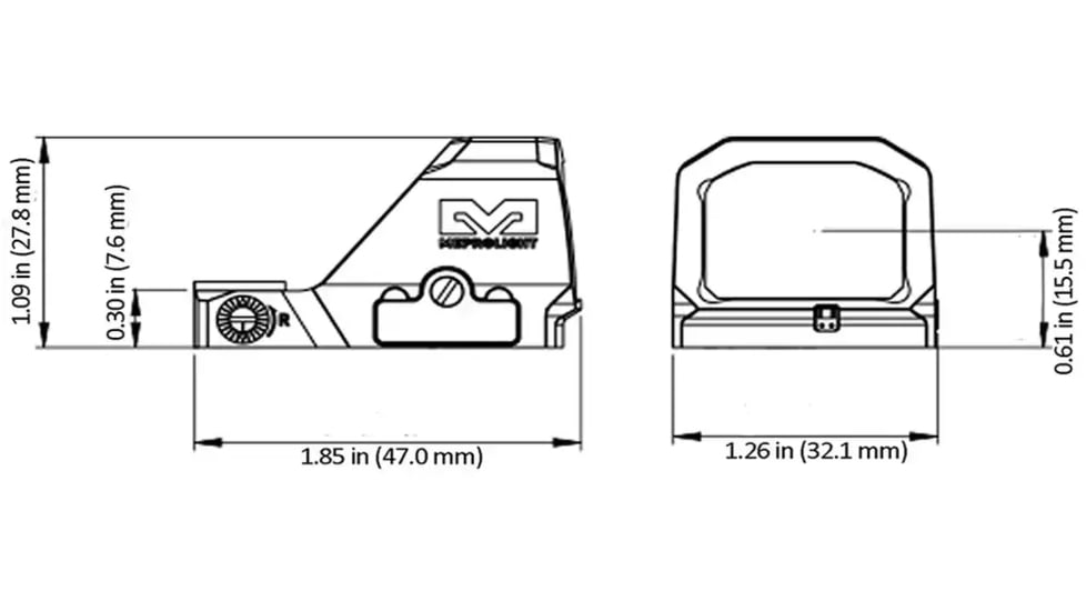 Meprolight MPO-F 1x 0.95x0.7in Reflex Red Dot Sight