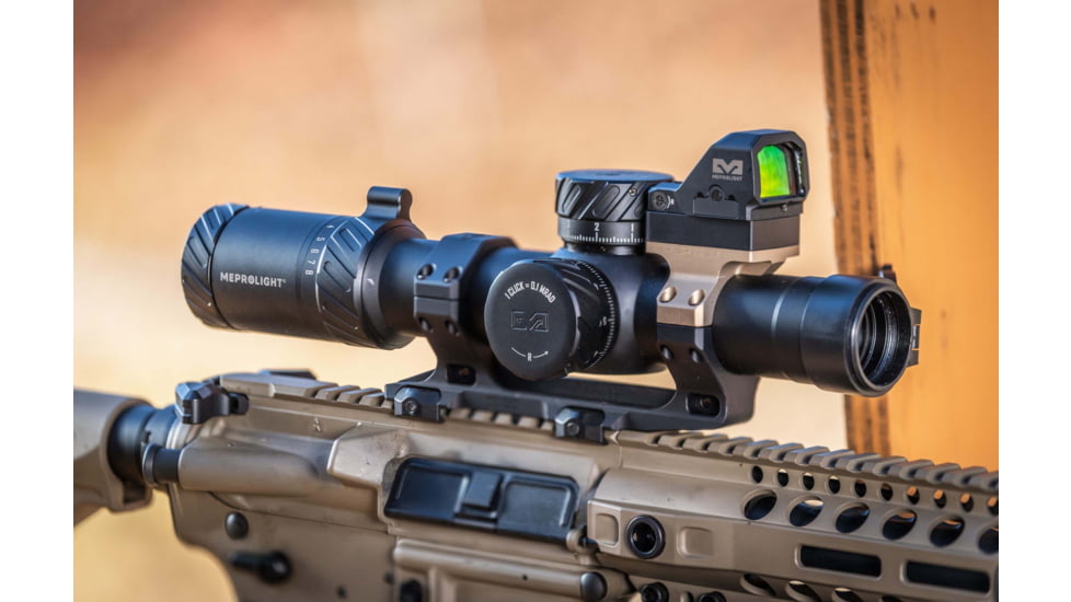 Meprolight MVO 1-8x28mm 34mm Tube Rifle Scope, First Focal Plane, Etched Glass M1 MRAD, Black, 901245701