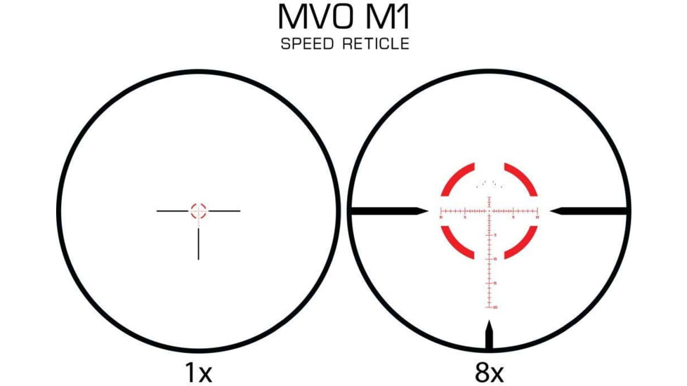 Meprolight MVO 1-8x28mm 34mm Tube Rifle Scope, First Focal Plane, Etched Glass M1 MRAD, Black, 901245701