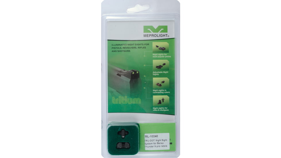 Meprolight Night Sight, Green Front &amp; Rear, Bersa Thunder 9 &amp; 40 ACP, ML10240