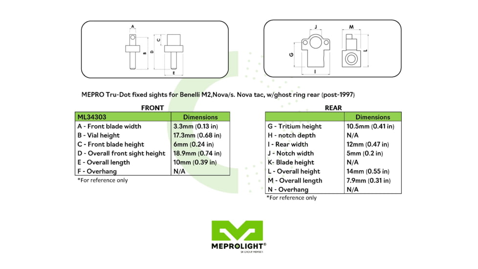 Meprolight Tru-Dot Ghost Ring Night Sight Set for Benelli Nova, M2 &amp; Super Nova, 1343033101
