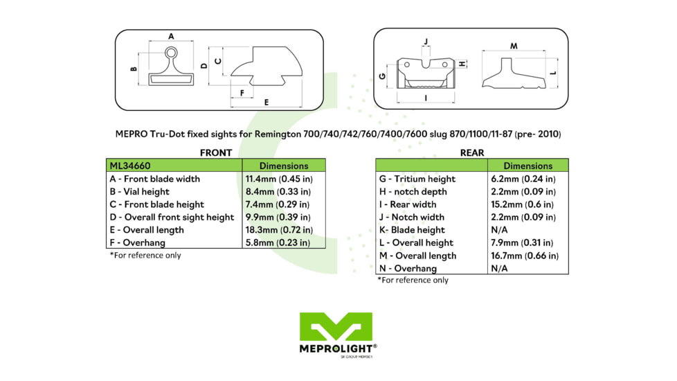 Meprolight Tru-Dot Shotgun Bead Night Sight - Remington 870,1100,1187 Shotguns/7400, 7600 Rifles 34660, 1346603101