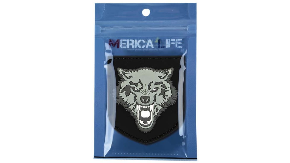 Merica Life 3D Wolf PVC Patch, Gray, 3.3 x 2.75, WOLF-GR