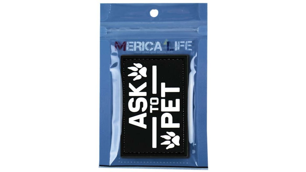 Merica Life Ask to Pet PVC Patch, Black and White, 3 x 2, ATP-BK