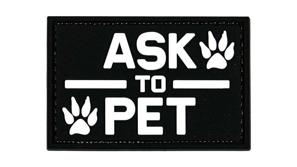 Merica Life Ask to Pet PVC Patch, Black and White, 3 x 2, ATP-BK