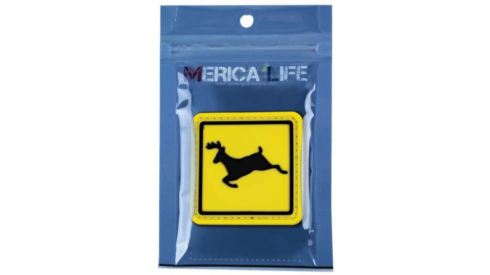 Merica Life Deer Crossing Sign Patch, Yellow, 2.5 x 2.5, DCS