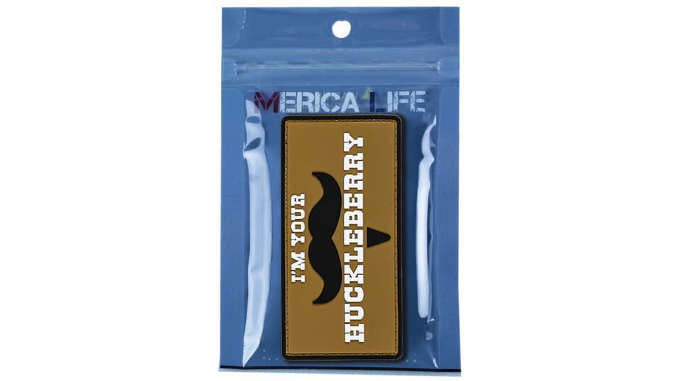 Merica Life Im Your Huckleberry Mustache Patch, 4 x 1.75, H-MUSTACHE
