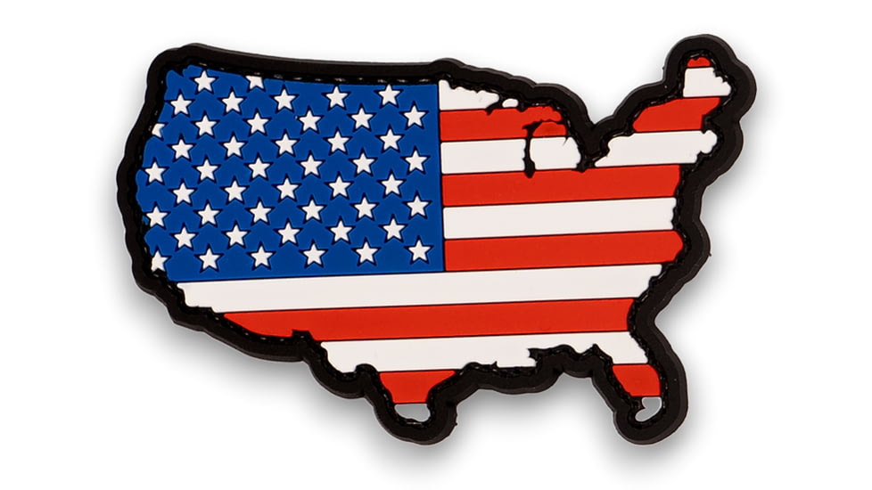 Merica Life Map US Flag Patch, Red/White, 3.25x2, MAP-US