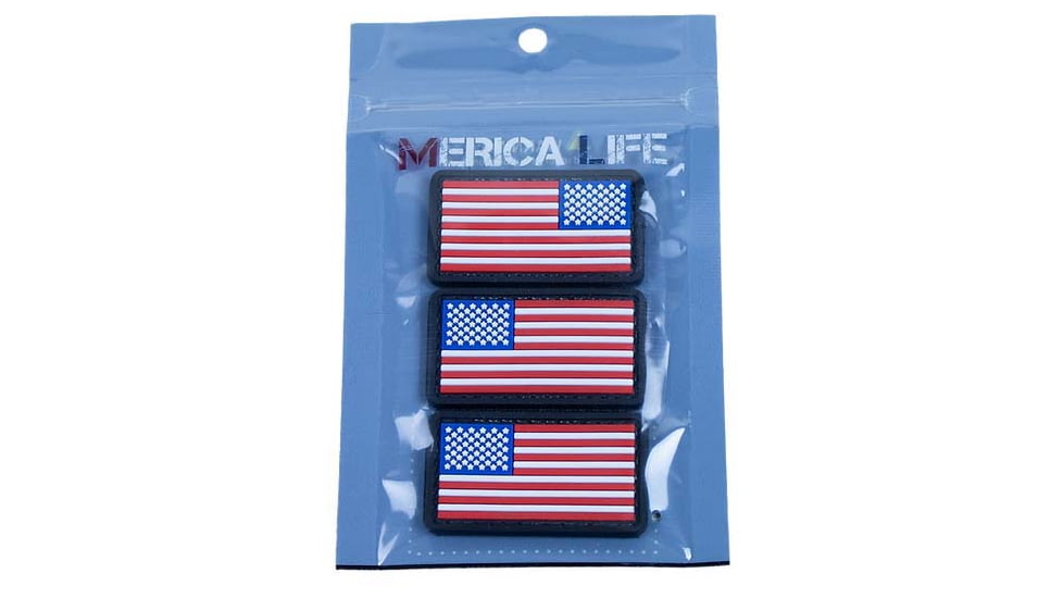 Merica Life Mini US Flag Patches Set - Two Forward Flags/One Reverse, 1.75 x 1, MINI-USFLAGS-COMBO
