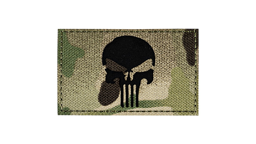 Merica Life Reflective Fabric Skull Patch, Multi-Cam, 3 x 2in, REF-MC-SKULL
